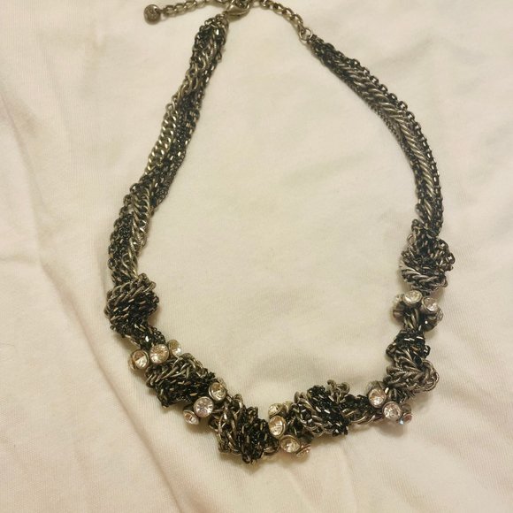 Free People Jewelry - Starling Crystal Knot Gunmetal Necklace